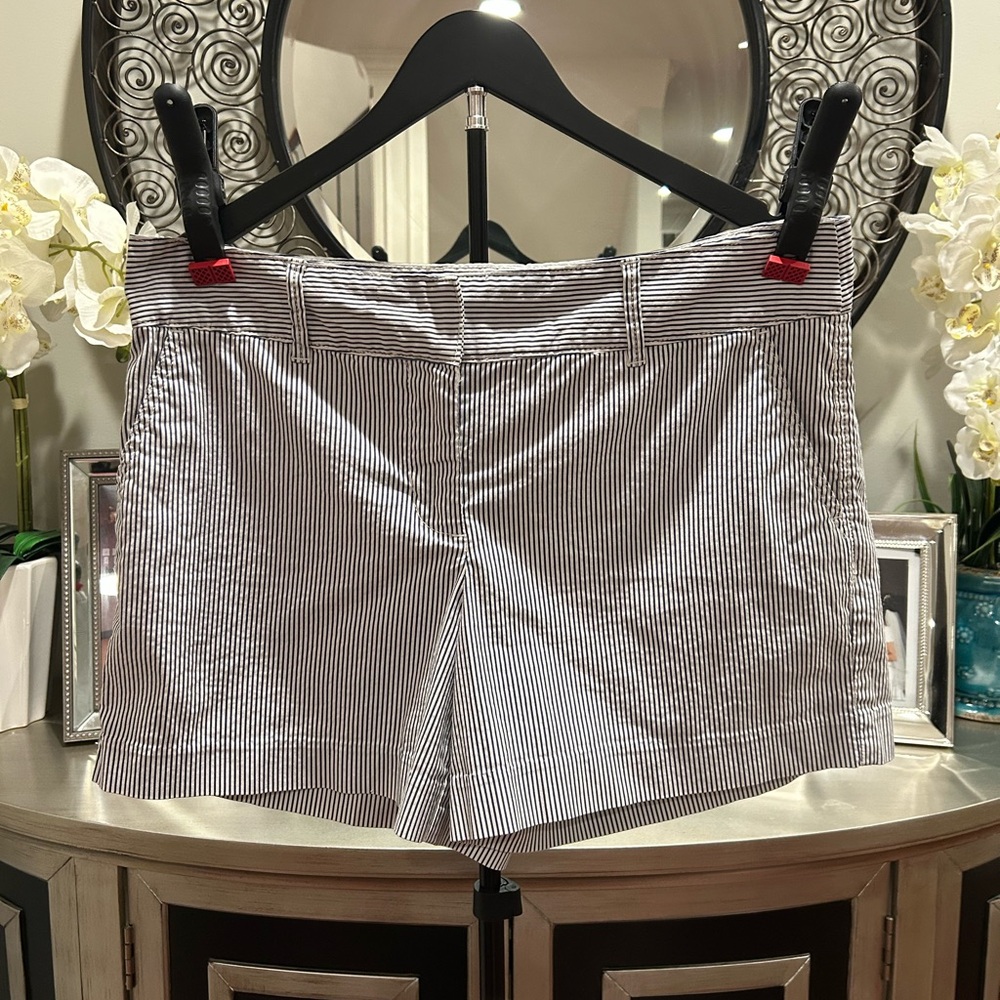 Crate&Barrel White and Navy Striped Bermuda Shorts